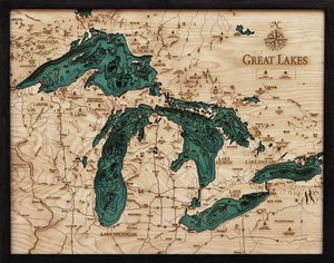 Great Lakes 3-D Nautical Wood Chart, Small, 16" x 20" GRL-D3S